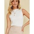 thumbnail image 6 of Women'S Sleeveless Mock Turtlenecks Tops Stretch Slim Fitted Tank Top Basic Bustier Tee White S, 6 of 9