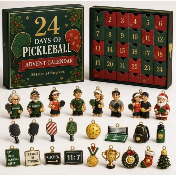 Pickleball Advent Calendar 24 Day Countdown Gift Set for Holiday Decor and Gifting