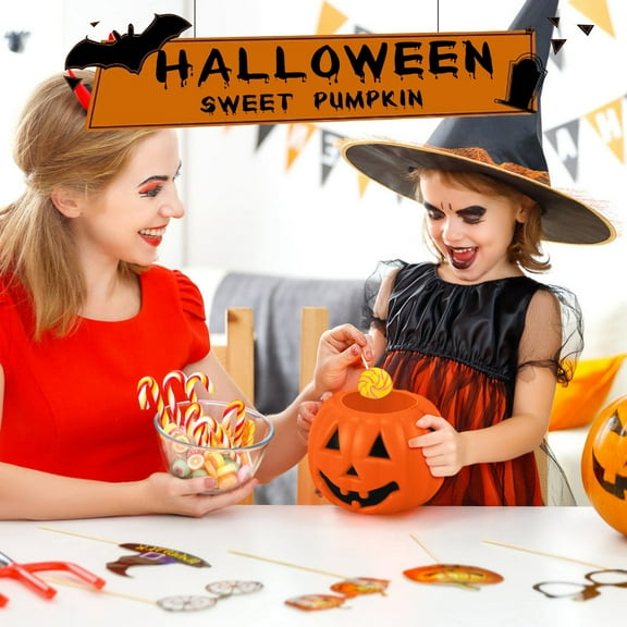 24pcs Halloween Portable Pumpkin Bucket Children Trick or Treat Pumpkin Candy Pail Holder (Orange)