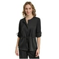 thumbnail image 2 of Calvin Klein Women's Satin Drawstring-Waist Button Front Blouse - Black, 2 of 4