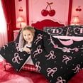 thumbnail image 4 of meiyoeat Ribbon Bow Pearl 7 Pieces Full Size Bedding Sets,Pink Monogrammed B Full Size Bed in a Bag For Girl,Pink Reversible, 4 of 7