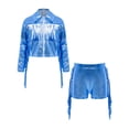 thumbnail image 3 of YiZYiF Girls Sequins Tassels Dance Outfits Metallic Zipper Jacket with Shorts Hip Hop Clothes Kids Blue 8, 3 of 5
