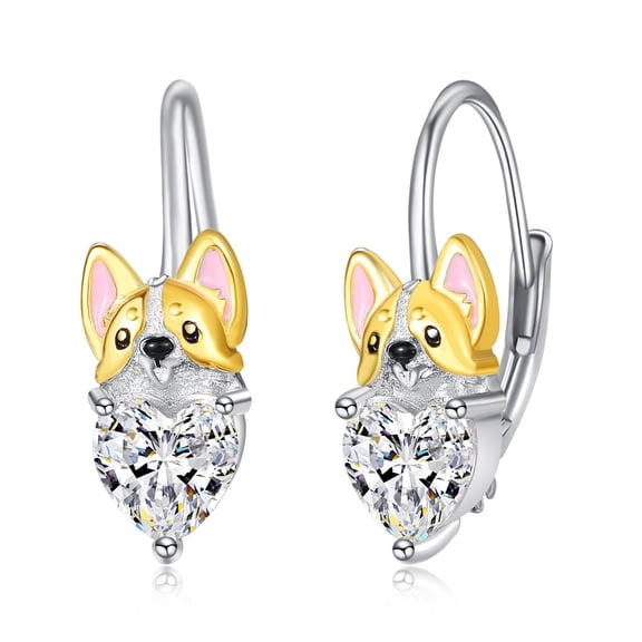 TANGPOET Corgi Earrings 925 Sterling Silver Animal Leverback Earring Hypoallergenic Birthday Valentines Jewelry Gifts for Women