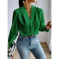 thumbnail image 5 of Womens Tops Trendy 2025 Long Sleeve Shirts Blouses Dressy Casual Spring Summer Business Outfits Green M, 5 of 9