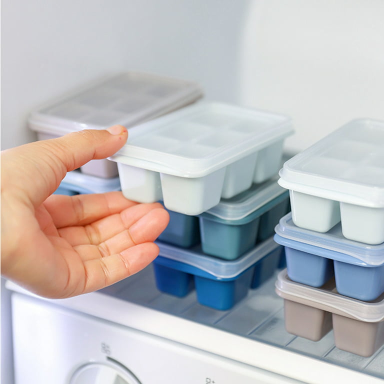 Vikakiooze Mini Ice Cube Trays Ice Lattice Silica Gel Ice Box Food Grade Refrigerator Artifact Goods Household Small Ice Box with Cover, Size: 1XL