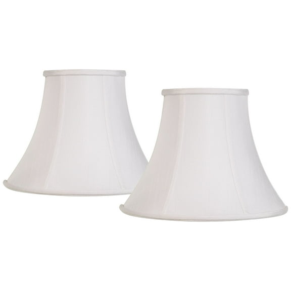 Imperial Shade Set of 2 Bell Lamp Shades White Medium 7" Top x 14" Bottom x 11" Slant Spider with Replacement Harp and Finial Fitting