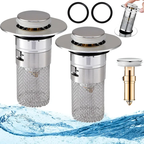 2Pcs Pop-Up Drain Filter Universal Bathroom Sink Stopper Kitchen Wash Basin Tool