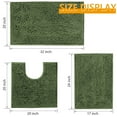 thumbnail image 3 of Tripumer 3 Pcs Chenille Bathroom Rug Sets Shaggy Bathroom Mat Set Carpet Extra Thick Soft Absorbent Bathroom Rugs Soft Non Slip Machine Wash Olive Green, 3 of 7