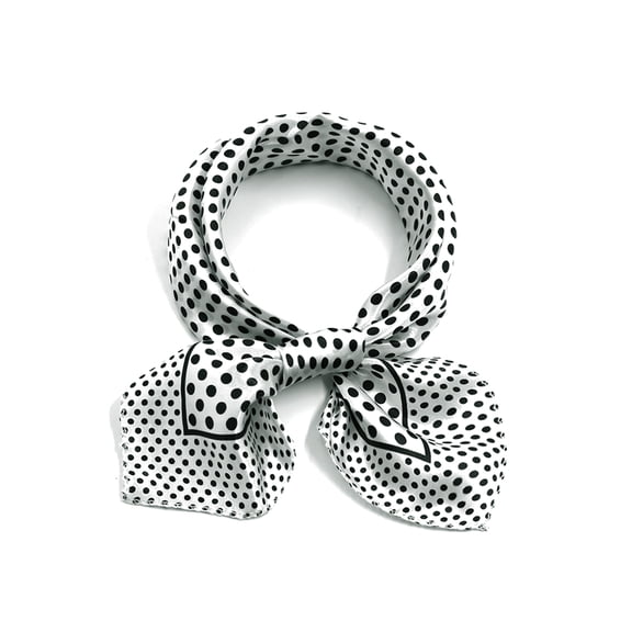 INSPIRE CHIC Women's Square Shaped Scarf Contrast Color Printed Scarves Kerchief Neckerchief White Black Dots 19.69x19.69"