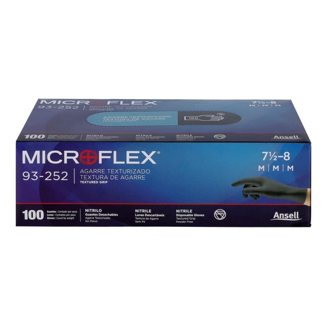 100 Guantes De Nitrilo Microflex Negro Medianos