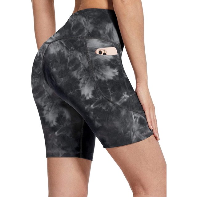 Pantalones cortos de motociclista de cintura alta de 8 "/5" para mujer, entrenamiento de yoga, correr, compresión, ejercicio, bolsillos laterales Fokelyi WRMH-1346-1