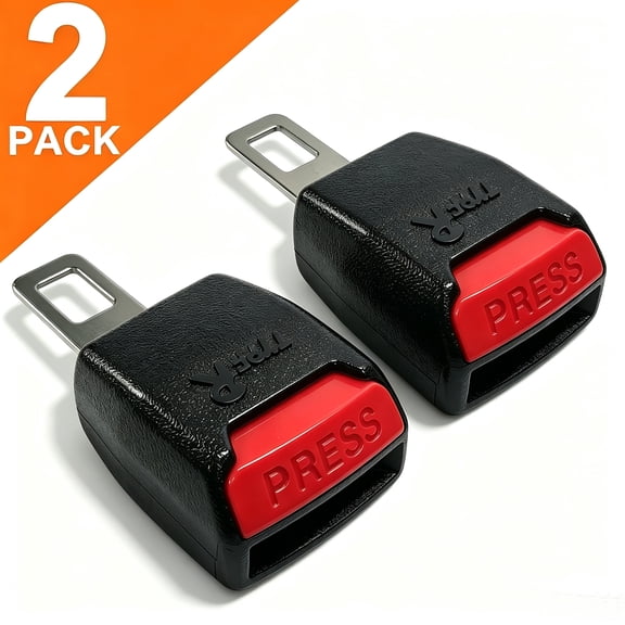 Universal Car Seat Belt Extender Buttons, 2-Pack Seatbelt Buckle Extension Clips for Auto Comfort, Black