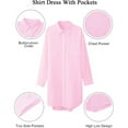 thumbnail image 6 of jinghuiyue Women's Button Down Shirt Dresses Long Sleeve Oversize Blouse Casual Long Shirts with Side Pockets L, 6 of 8