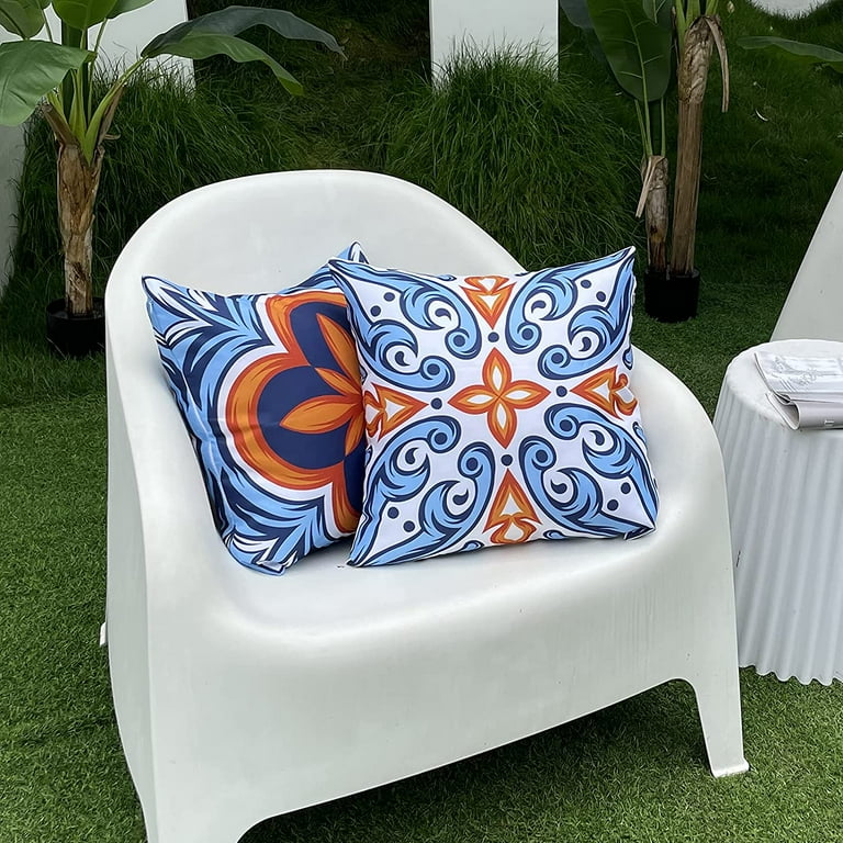 Outdoor Waterproof Throw Pillow Covers for Patio Furniture Set of 4 Floral Printed Boho Decorative Farmhouse Pillow Covers for Co Walmart