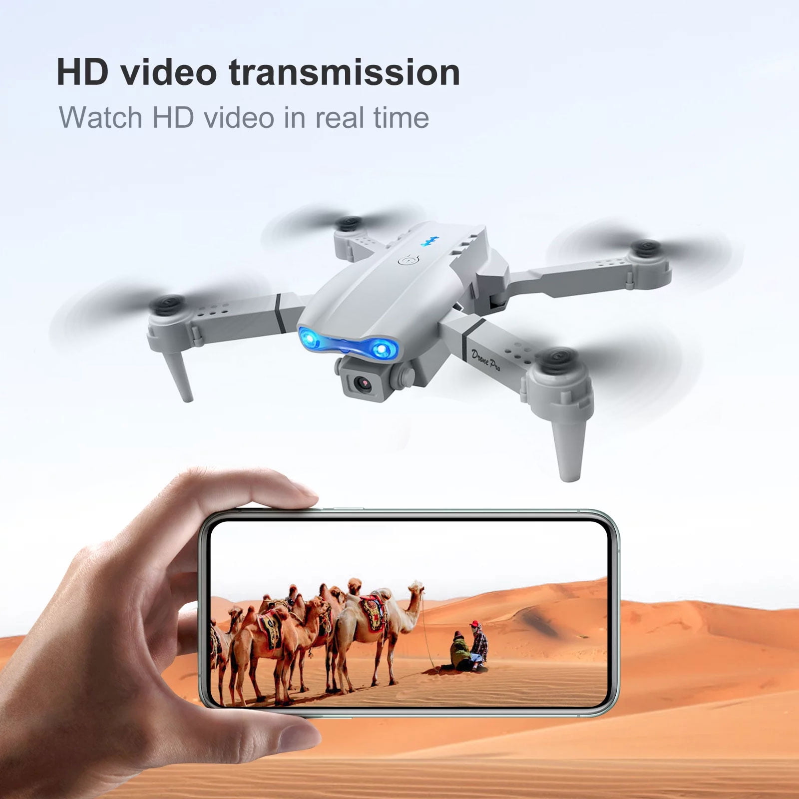 BEEPRINCESS Drone with 4K HD Dual Camera for Adults Kids, RC Quadcopter with 2 Modular 1800mAh Batteries for 30 Mins Long Flight (Gray)