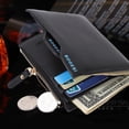 thumbnail image 3 of Vertical Men's ID Cridit Card Slots PU Bifold Style Short Wallet Zipper Coin Money Purse, 3 of 7