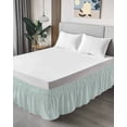 thumbnail image 4 of Blue Green Wrap Around Bed Skirts for Queen Bed 16" Drop,Bed Skirt with Adjustable Elastic Belt Dust Ruffle Bed Valance for Bedroom Hotel Grid Checkered Plaid Gingham Lattice Trellis Bed Frame Cover, 4 of 7