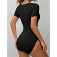 thumbnail image 3 of MOYIKO Square Neck Short Sleeve Bodysuits for Women Fitted Tops,Size S-XXL, 3 of 9