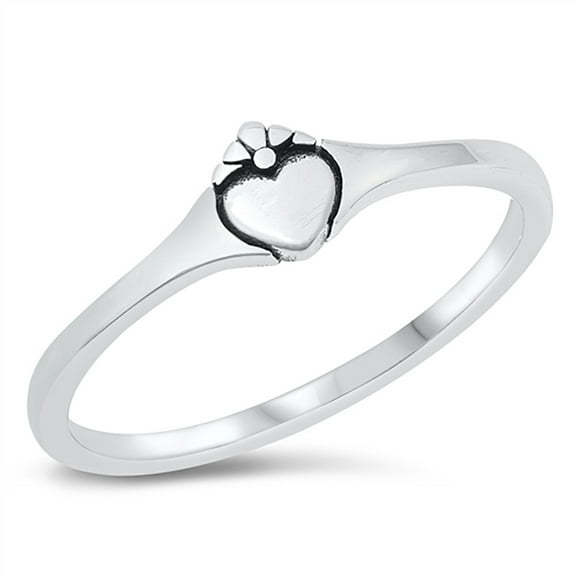 All in Stock Sterling Silver Designer Heart Ring Size 4