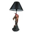 thumbnail image 2 of Red Gold Armored Dragon On Celtic Knotwork High Cross With Crystal Table Lamp, 2 of 9