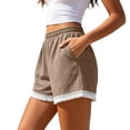 thumbnail image 4 of Lmueinov Womens Boho Shorts with Pockets 100% Cotton Elastic Waist Lace Tassel Trim Loose Fit 2026 Trendy Comfy Summer Beach Vacation Wear, 4 of 5