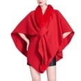 thumbnail image 1 of Cape Châle Tricotée Couleur Unie, Col Faux Élégant pour Femmes, 1 of 7