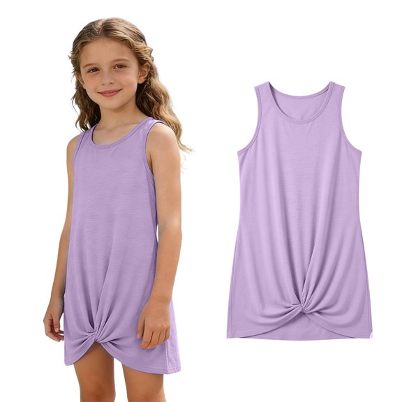 Kids Girl Swimsuit Cover up Fashion Breathable Sleeveless Cover up Dress Pool Beach Coverup 5-6 Years