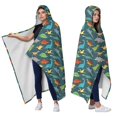 thumbnail image 2 of Wearable Blanket,DarkGreen Dinosaurs Birds Pattern Hooded Wearable Sherpa Blanket for Adults & Teens,Winter Poncho Shawl Wrap Cape Thick Warm,50"x60", 2 of 5
