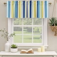 thumbnail image 3 of Blue Yellow Striped Valances for Windows, Decorative Rod Pocket Window Valance Curtains, Colorful Ombre Abstract Stripes Short Curtain Drapes for Kitchen/Bathroom/Living Room, 2 Panels, 42" W x 18" L, 3 of 8