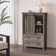 thumbnail image 2 of Cómoda de 5 Cajones Estilo Granja, Armario de Madera con Puerta Corrediza de Granero, 122 cm de Alto, Estante Ajustable, Organizador Ahorra Espacio para Recámara, Sala, Pasillo – Blanco/Gris/Nogal, 2 of 8