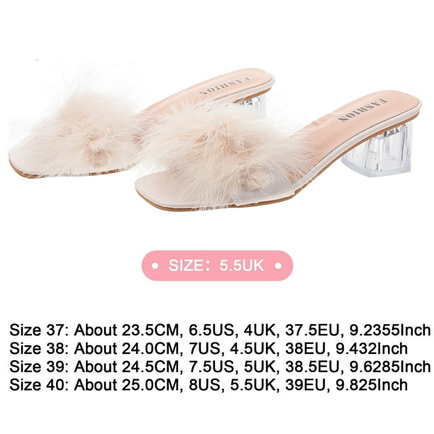 1 Pair Fluffy Heels Women Slippers Summer Fashion Outside Slippers