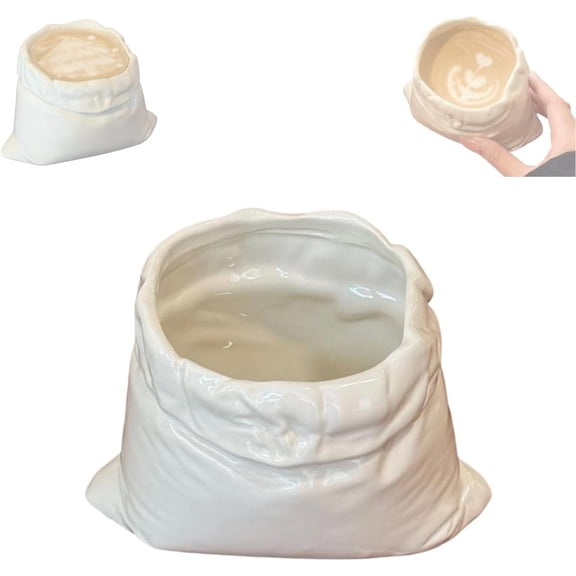 Ceramic Coffee Cup, Creative Cloth Bag Design Mug, Large Capacity Reusable Coffee Cup for Home Office, Holiday Gift for Coffee Lovers