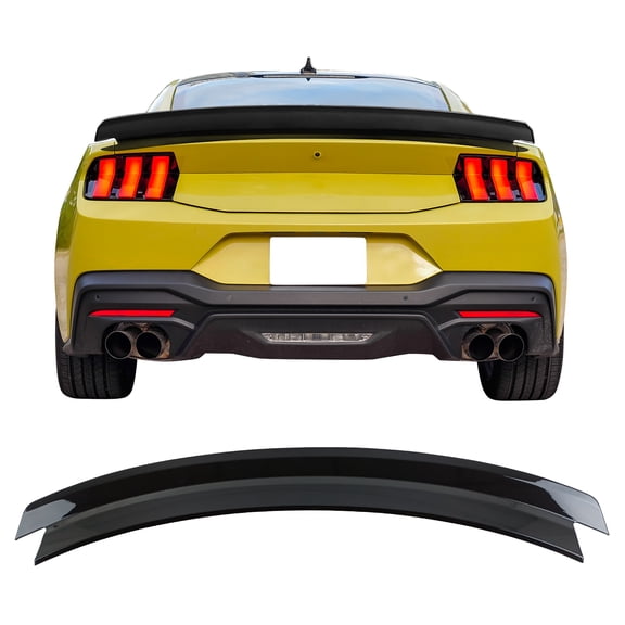 Ikon Motorsports Duckbill Rear Trunk Boot Deck Lid Spoiler Wing Lip For 2024-2025 Ford Mustang S650 7th Gen ABS Plastic R Style Painted Gloss Black