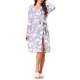 thumbnail image 2 of INSPIRE CHIC Women's Fleece Robe with Hood Cute Heart & Bow Pattern Fluffy Long Sleeve Spa Bathrobe Lightweight Sleepwear M Gray Heart, 2 of 6