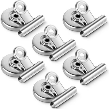 6 Pack Magnetic Clips Strong Refrigerator Magnet Clips with Anti-Scratch Sticky Pads, Clips Magnets for Fridge, Whiteboard Magnets Clips Fridge Magnets Clips for Home, Kitchen & Office(Silver)