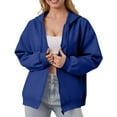 thumbnail image 2 of Mohiass Women Casual Zip Up Fleece Hoodies Relaxed Fit Oversized Sweatshirt with Hood Lightweight Fall Jackets for Women 2025 Royal Blue M, 2 of 5
