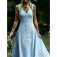thumbnail image 3 of Multicolor Celtic Knot Embroidered V-Neck Sleeveless Maxi Dress, 3 of 4
