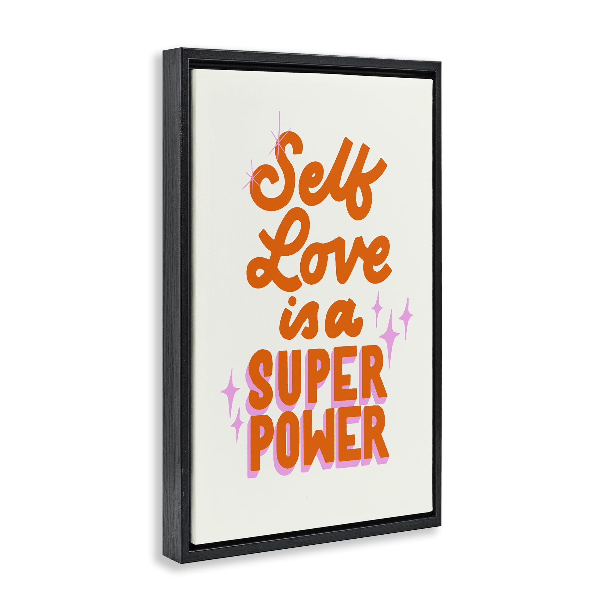 Stupell Industries Self Love Is Superpower Black Framed Floater Canvas Wall Art, design by Indira Prieto | IndySign