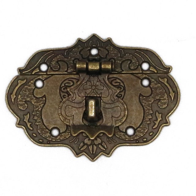 2 juegos de cerraduras antiguas, muebles diseño bronce, cerraduras metálicas para cerraduras de cortinas, cerraduras para cajas fuertes, cajas correderas, 76 x 57 mm (incluye tornillos)