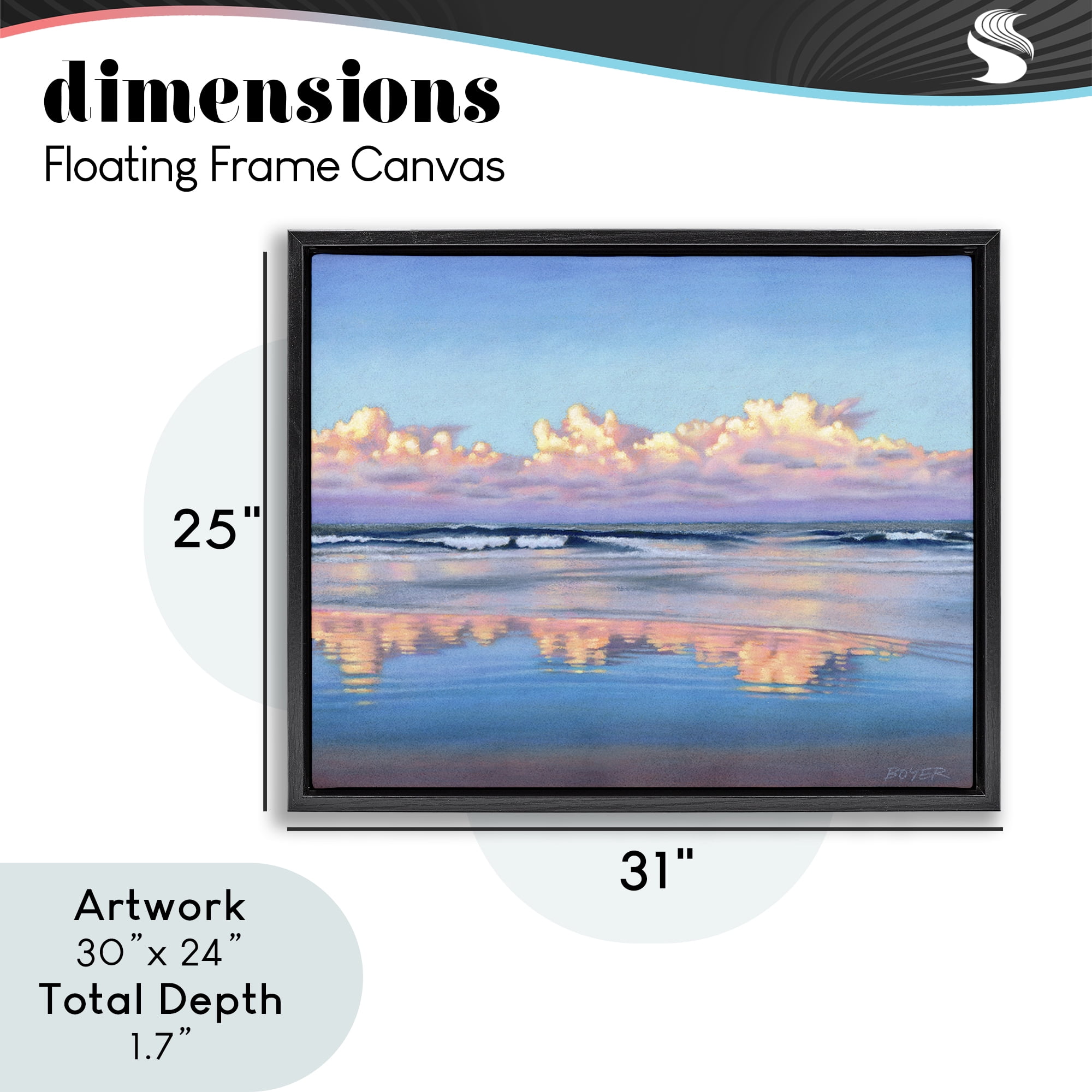Stupell Industries Cloud Illusions Reflection Black Framed Floater Canvas Wall Art, design by Susy Boyer