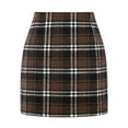 thumbnail image 5 of Qwertyu Plaid Pencil Skirts for Women High Waist A Line Slim Fit Mini Skirt Trendy Casual Stretch Short Workwear Skirts Coffee L, 5 of 5