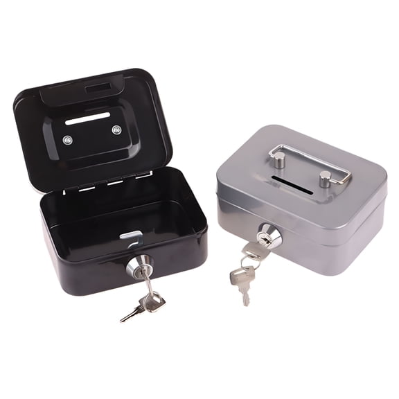 LAMIRO Money Safe Box Mini Cash Box Metal Key Money Bank Small Security Lock Box Portable Sturdy Lockable Coin Boxes