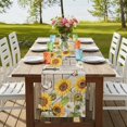 thumbnail image 4 of Table Runners 70 Inches Long Dress Scarves, Farm Flowers Farmhouse Coffee/Dining/Kitchen Table Decor, Holiday Table Runner, Retro Sunflowers Barn Doors Butterfly Wood Board 13x70 Inch, 4 of 9