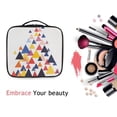thumbnail image 6 of FORMRS Travel Makeup Bag Large Capacity Train Case Cosmetic Organizer with Adjustable Dividers, White Abstract Triangles, 6 of 8