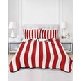 thumbnail image 2 of Quilts Twin Size Bedding Set, Red Striped Lightweight Quilted Comforter, Christmas Farmhouse Red White Stripes Soft Reversible Bedspread Coverlet with Pillow Covers for All Season, 68" x 86", 2 of 7