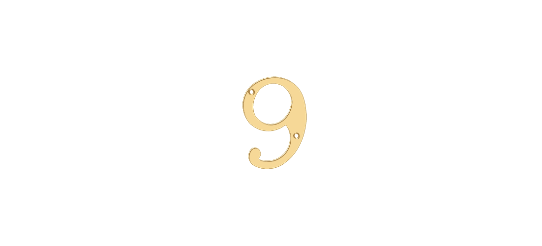 Deltana RN4-9 4" Numbers; Solid Brass; Lifetime Brass Finish