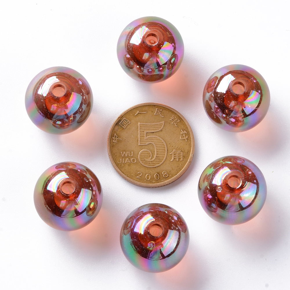 500g Transparent Acrylic Beads AB Color Plated Round Chocolate 16x15mm Hole: 2.8mm about 220pcs/500g