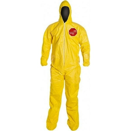 DuPont Tychem QC122S Coveralls, Attached Hood & Boots, Elastic Wrists, Medium -12/Case