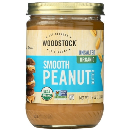 Woodstock Smooth Organic Unsalted Peanut Butter, 16 Oz.