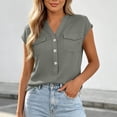 thumbnail image 4 of cocolona Womens Summer Tops Short Sleeve V Neck Button Shirts with Pockets Dressy Casual Loose Tunic Blouses, 4 of 5